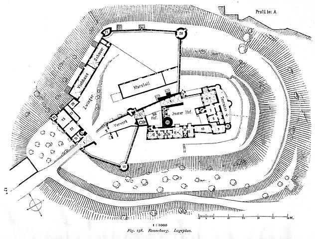 ロンネブルク城の縄張り図