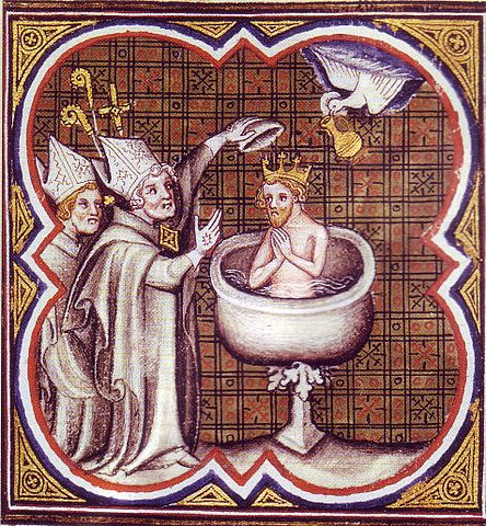 洗礼を受けるクローヴィス1世